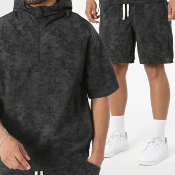 Uniplay - Tracksuit Short Sleeve Zip Hood Jacket Sleeveless And Jogger Short 189 Black Grey Anthracite
